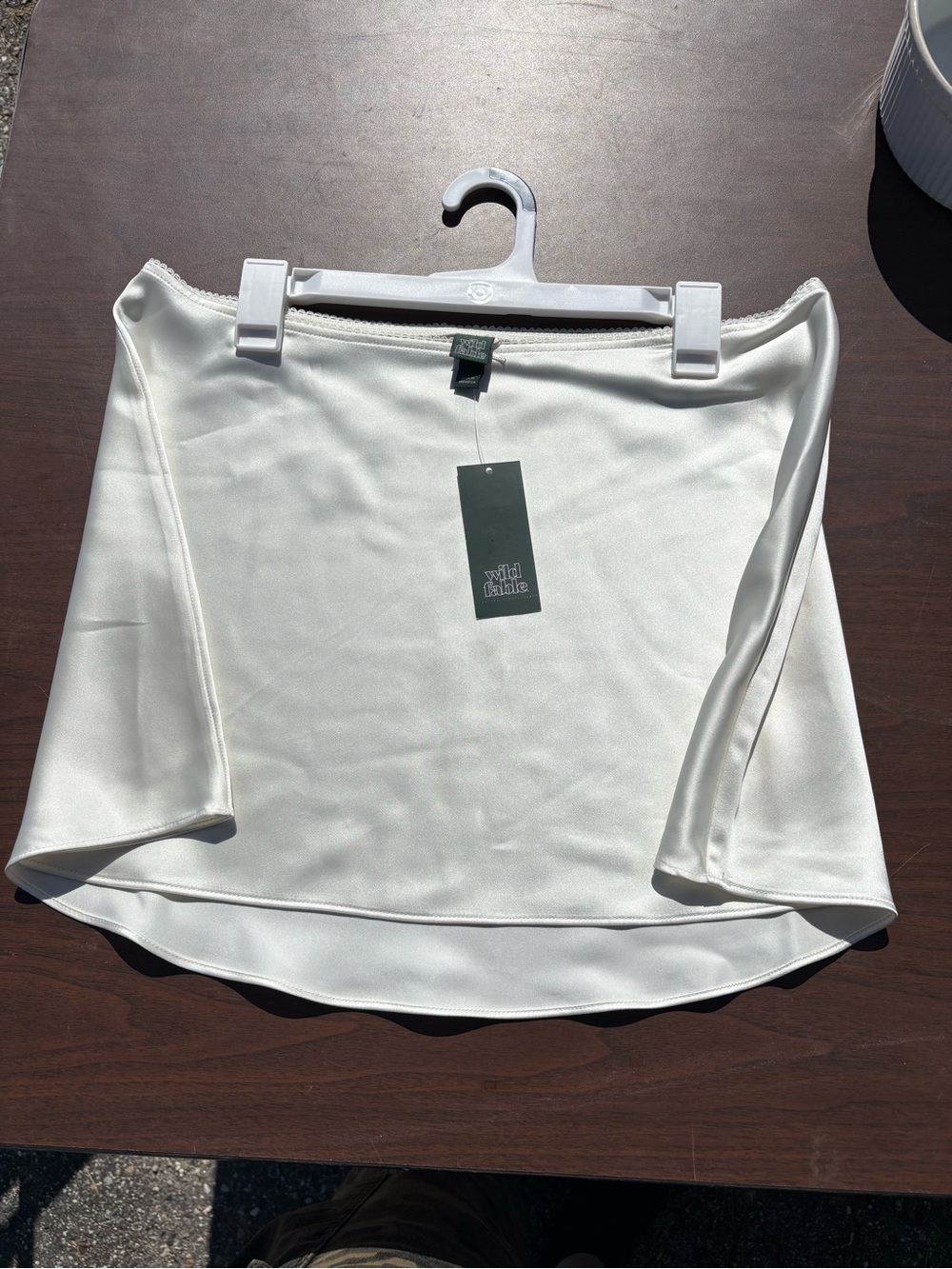 wild fable Ivory Satin High-Low Mini Skirt